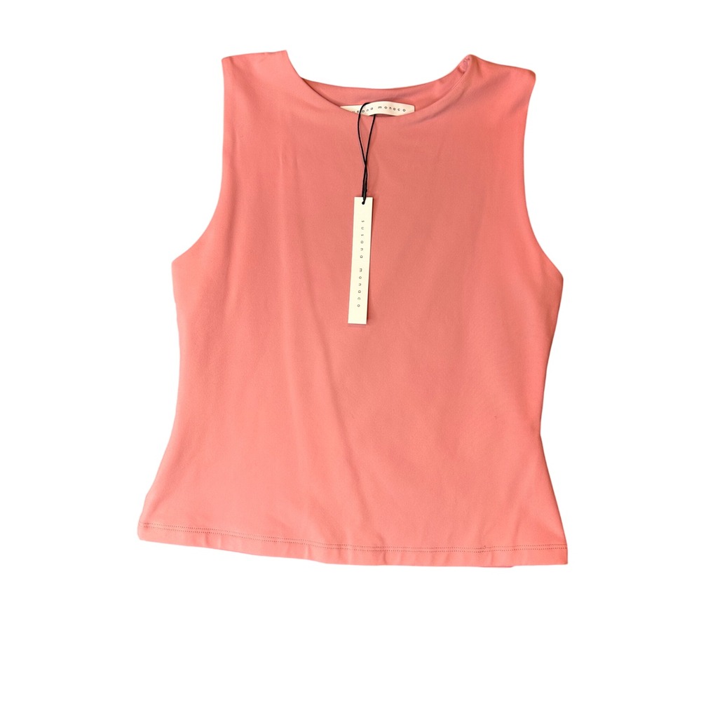 Susana Monaco Hamptons Sleeveless Top Coral Vista Stretch Tank M 0724SUPT01039